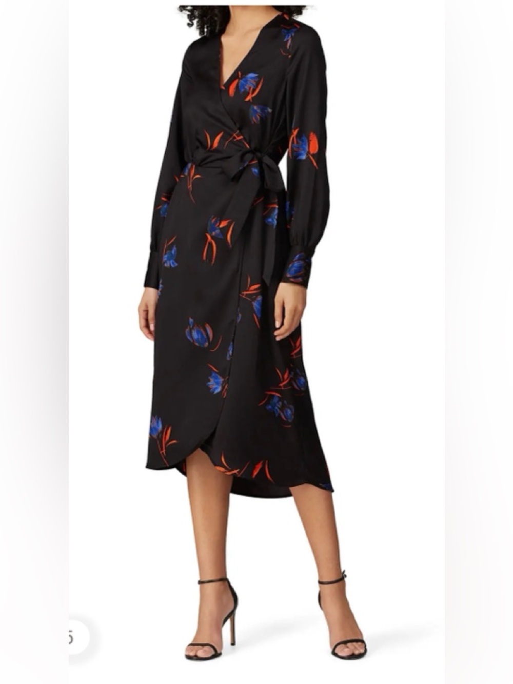 Vera Modo Black Printed Wrap Dress